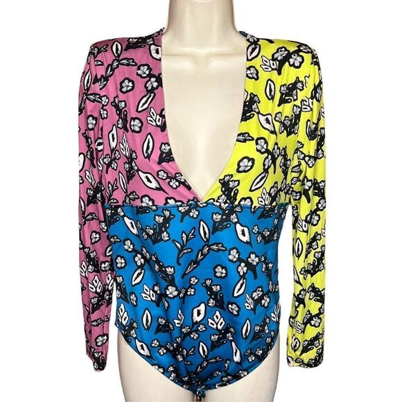 KIMBERLY GOLDSON CHLO MIXED FLORAL BODYSUIT NWT Size Large - Picture 10 of 15